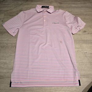 RLX Ralph Lauren Polo Short Sleeve‎ Shirt Mens M Striped Golf Pink